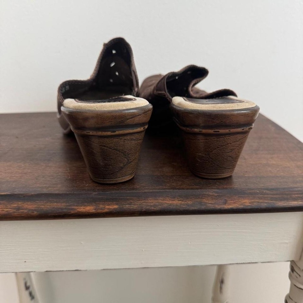 Bass Brown Cut out leather clog size 8 cottage boho 70s chocolate - Picture 7 of 8